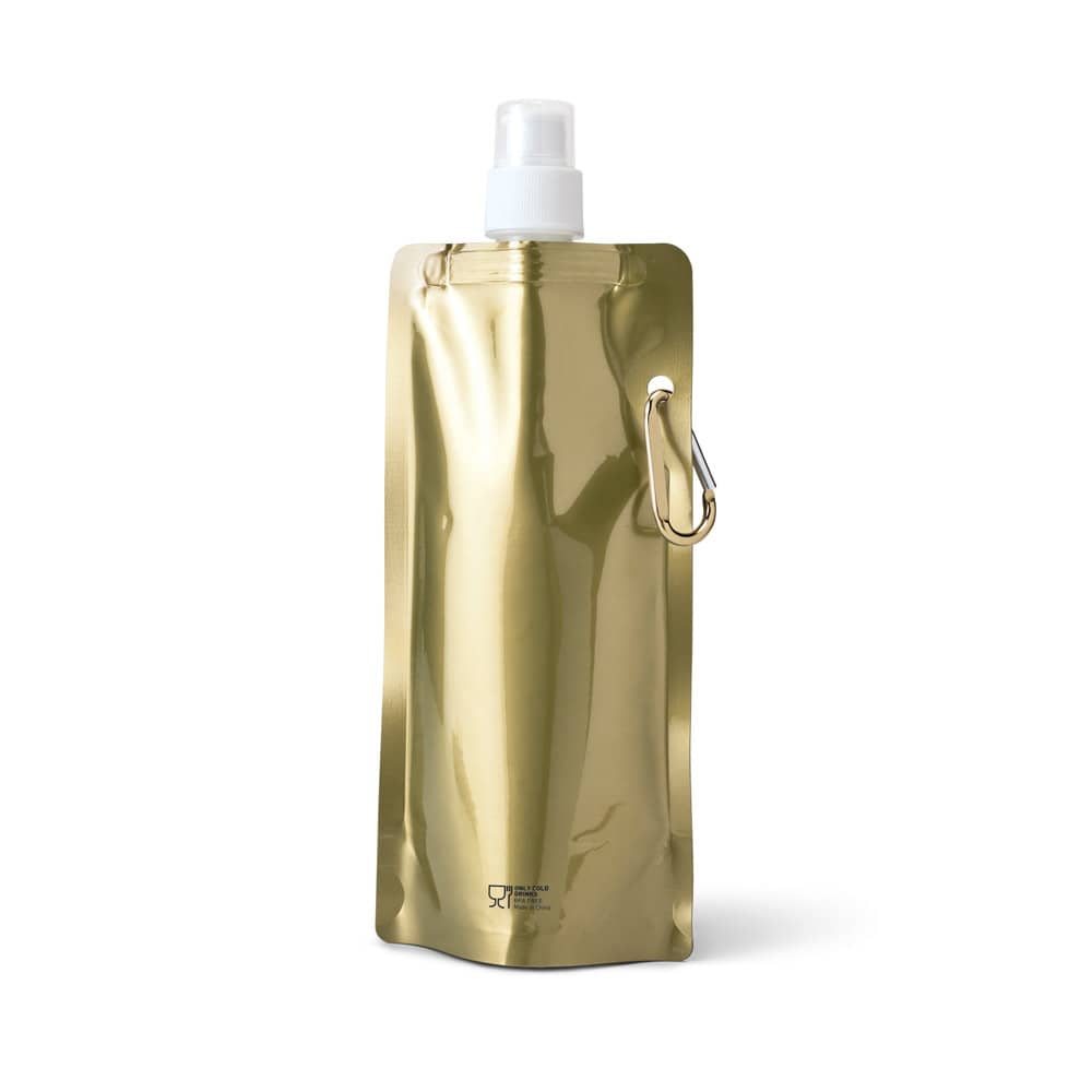 Squeeze dobrável em PE com bico de sistema "push-pull" e acabamento metalizado (460 mL)
