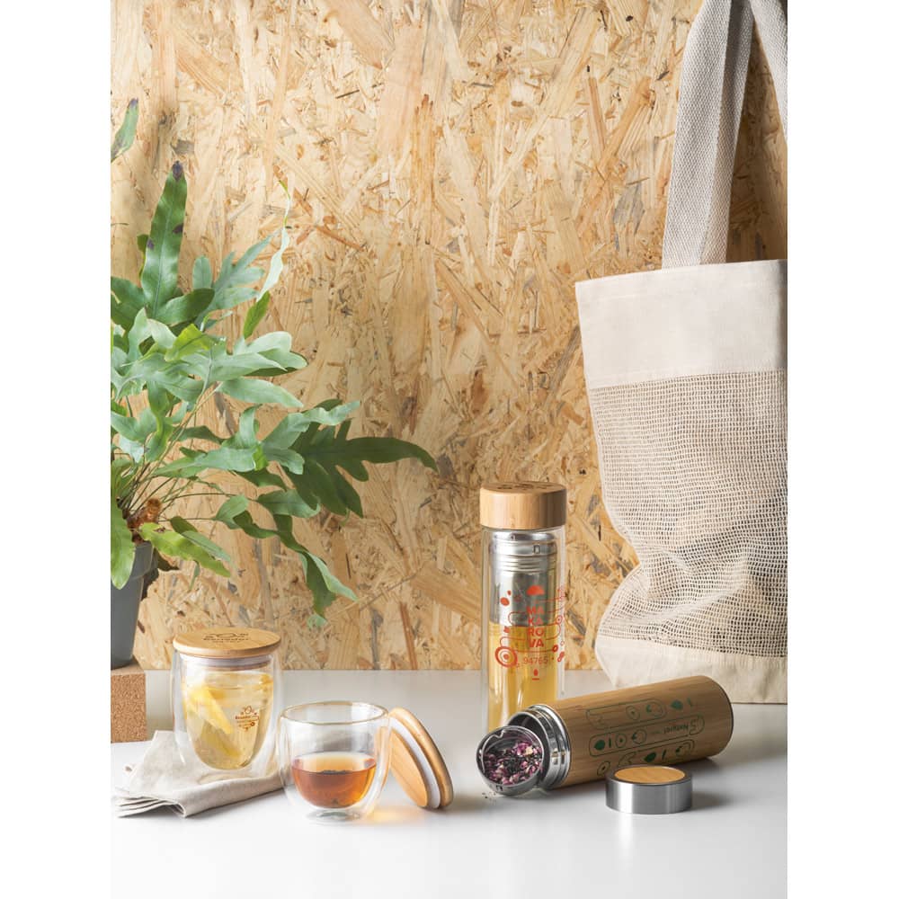 Copo em vidro isotérmico (borossilicato), térmico com parede dupla isolada a ar (250 mL)