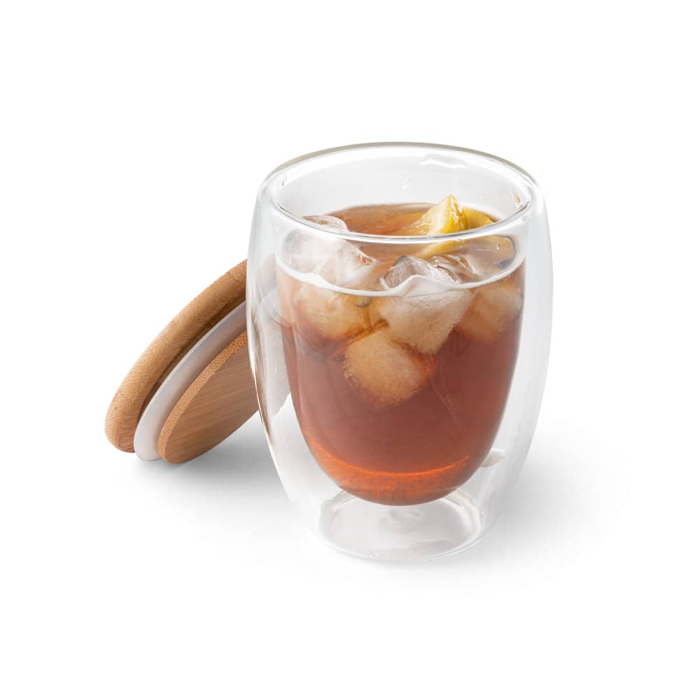 Copo em vidro isotérmico (borossilicato), térmico com parede dupla isolada a ar (350 mL)