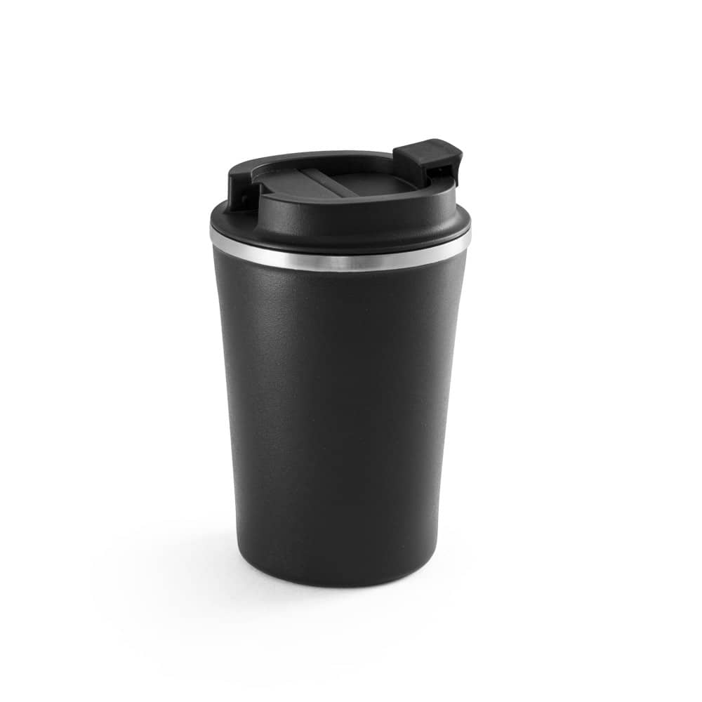 Copo de viagem térmico em aço inox e PP, de parede dupla isolada a vácuo (470 mL)