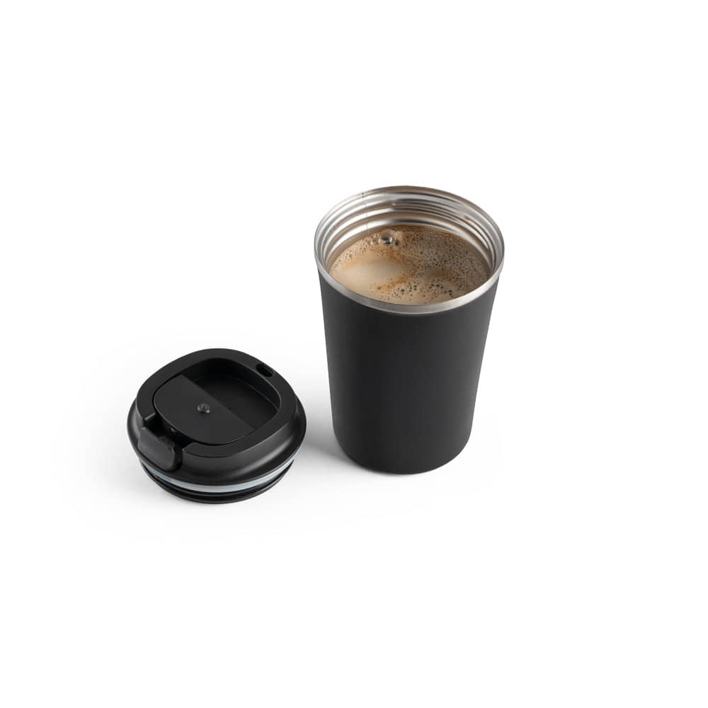 Copo de viagem térmico em aço inox e PP, de parede dupla isolada a vácuo (470 mL)