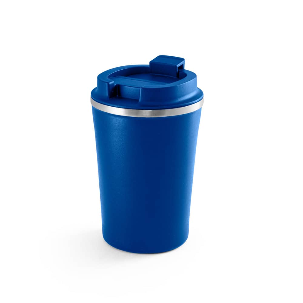 Copo de viagem térmico em aço inox e PP, de parede dupla isolada a vácuo (470 mL)