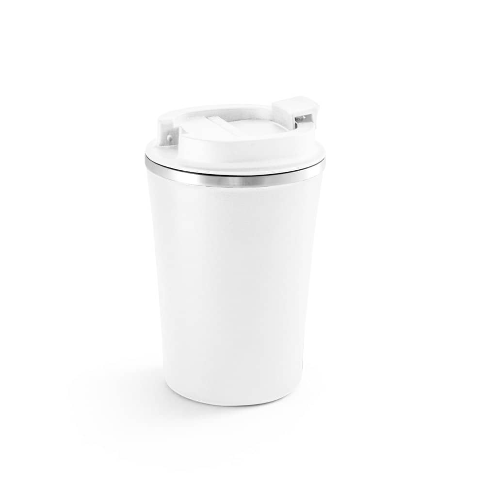 Copo de viagem térmico em aço inox e PP, de parede dupla isolada a vácuo (470 mL)