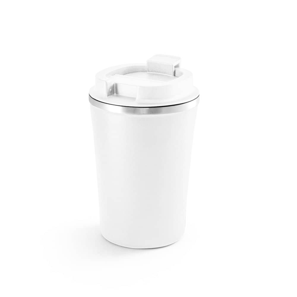 Copo de viagem térmico em aço inox e PP, de parede dupla isolada a vácuo (470 mL)