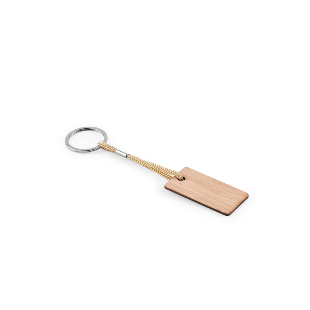 Chaveiro em bambu com cordão em PET