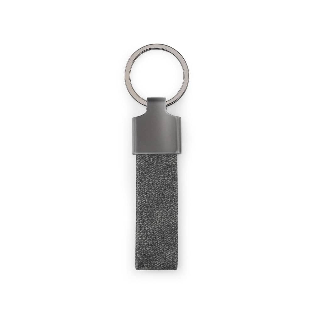 Conjunto composto por um porta-cartões e chaveiro, ambos em metal e poliéster 30% reciclado