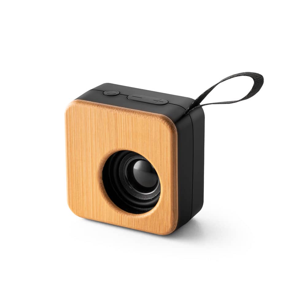 Caixa de som portátil com autonomia de 4h (500 mAh), em bambu e ABS 100% reciclado