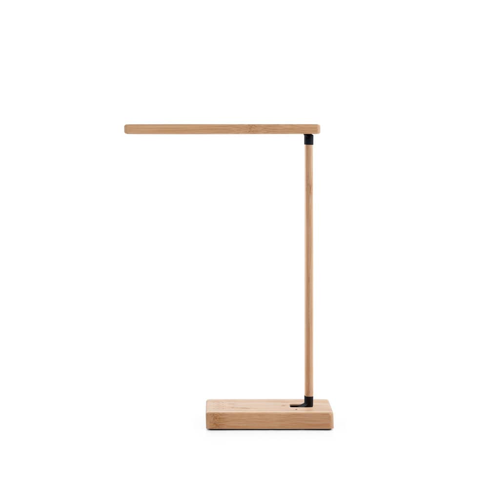 Luminária com carregador por indução super-rápido (15W), em bambu