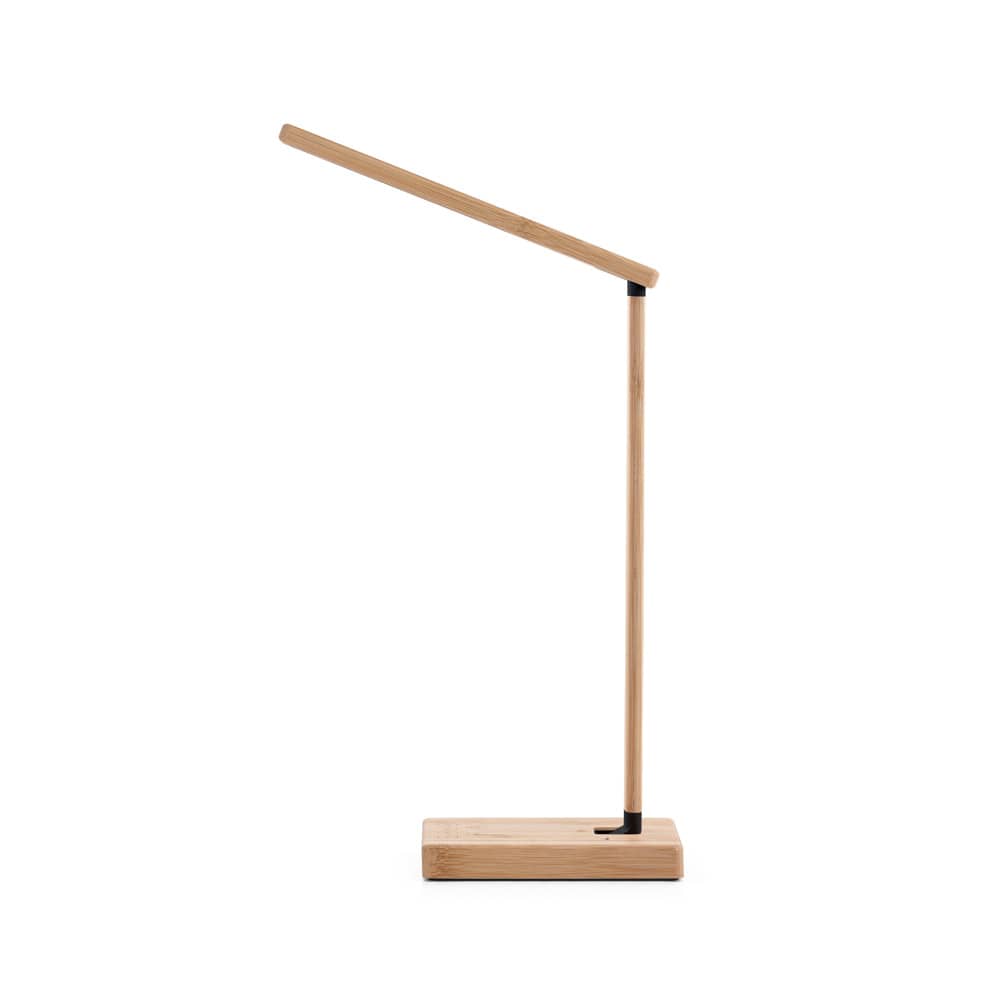 Luminária com carregador por indução super-rápido (15W), em bambu