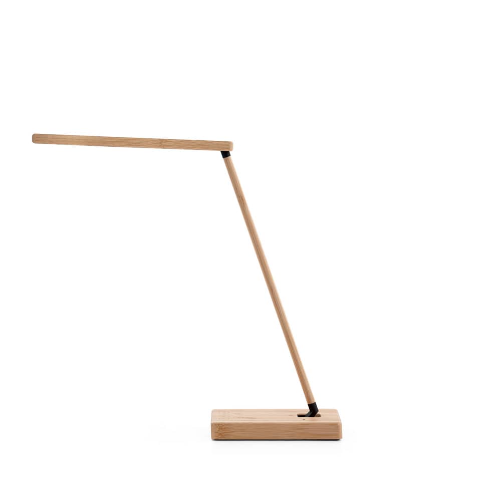 Luminária com carregador por indução super-rápido (15W), em bambu
