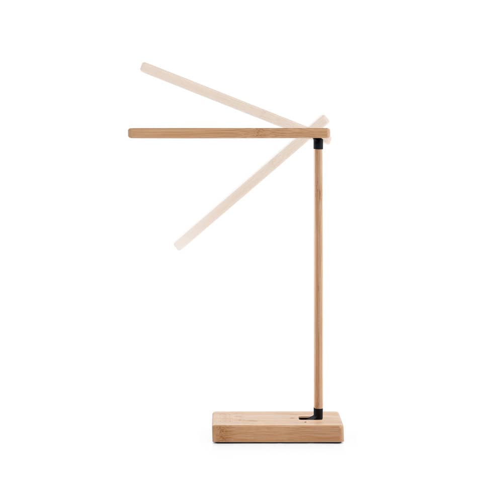 Luminária com carregador por indução super-rápido (15W), em bambu