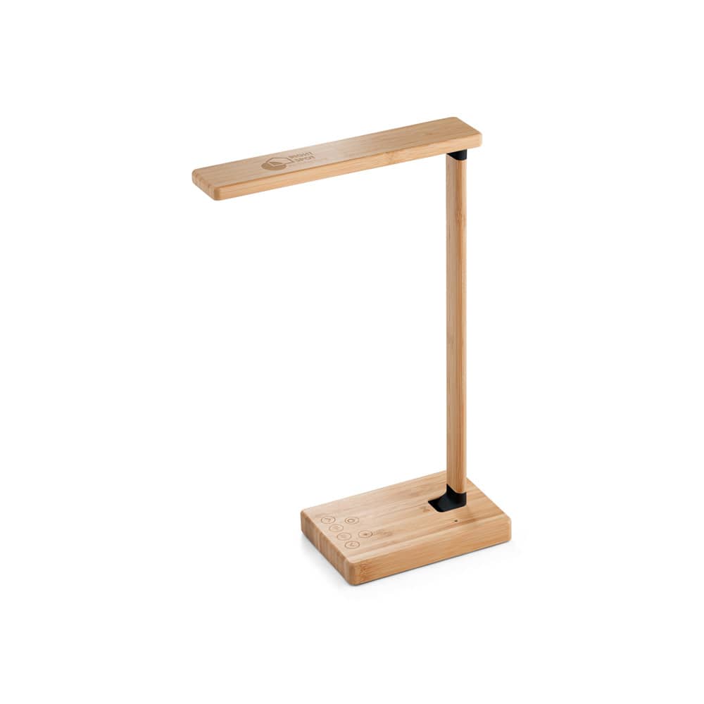 Luminária com carregador por indução super-rápido (15W), em bambu