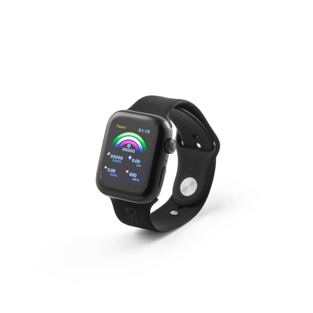Relógio inteligente com bracelete em silicone e à prova de salpicos de água (IPX4)