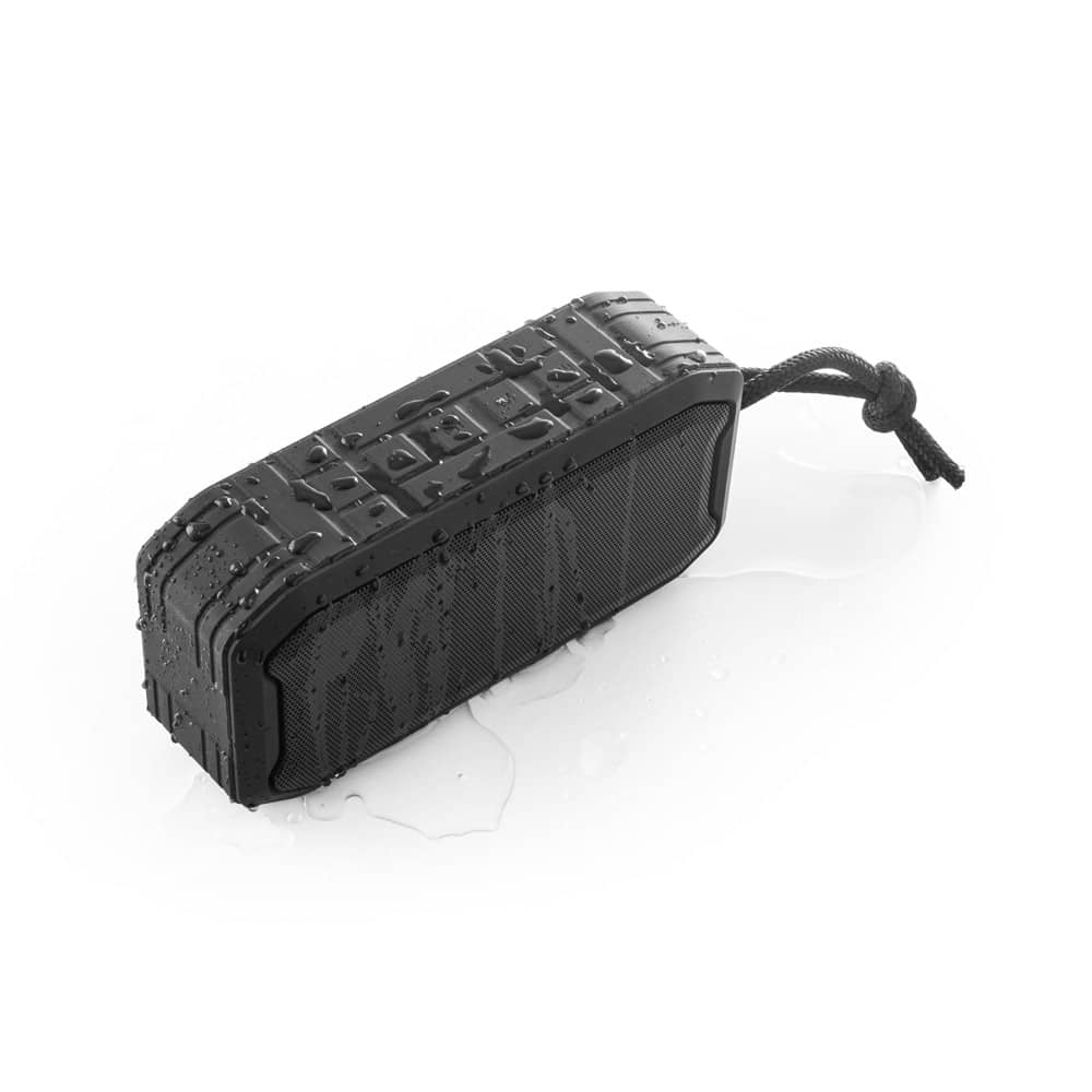 Caixa de som portátil à prova de água (IPX7) com autonomia de 9h (1'200 mAh), em ABS 100% reciclado