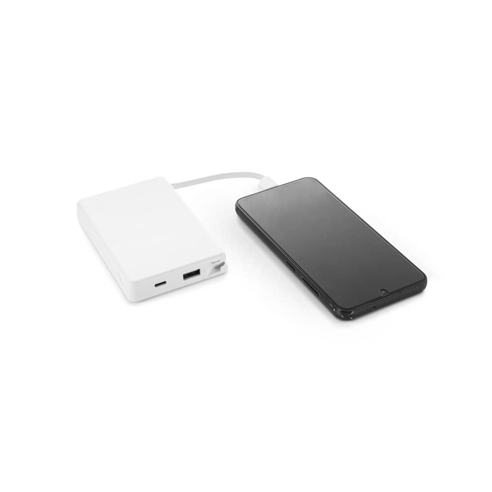 Bateria portátil com cabo integrado, em ABS 100% reciclado (10'000 mAh)