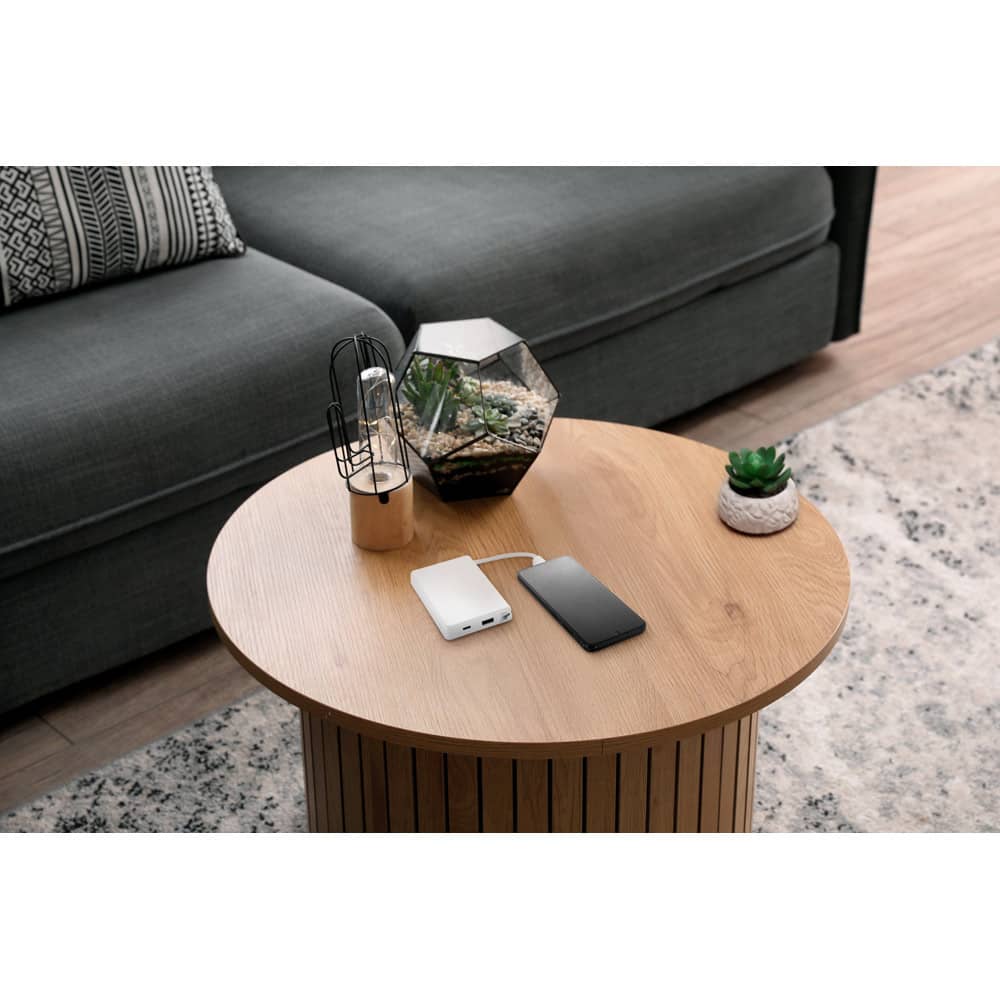 Bateria portátil com cabo integrado, em ABS 100% reciclado (10'000 mAh)