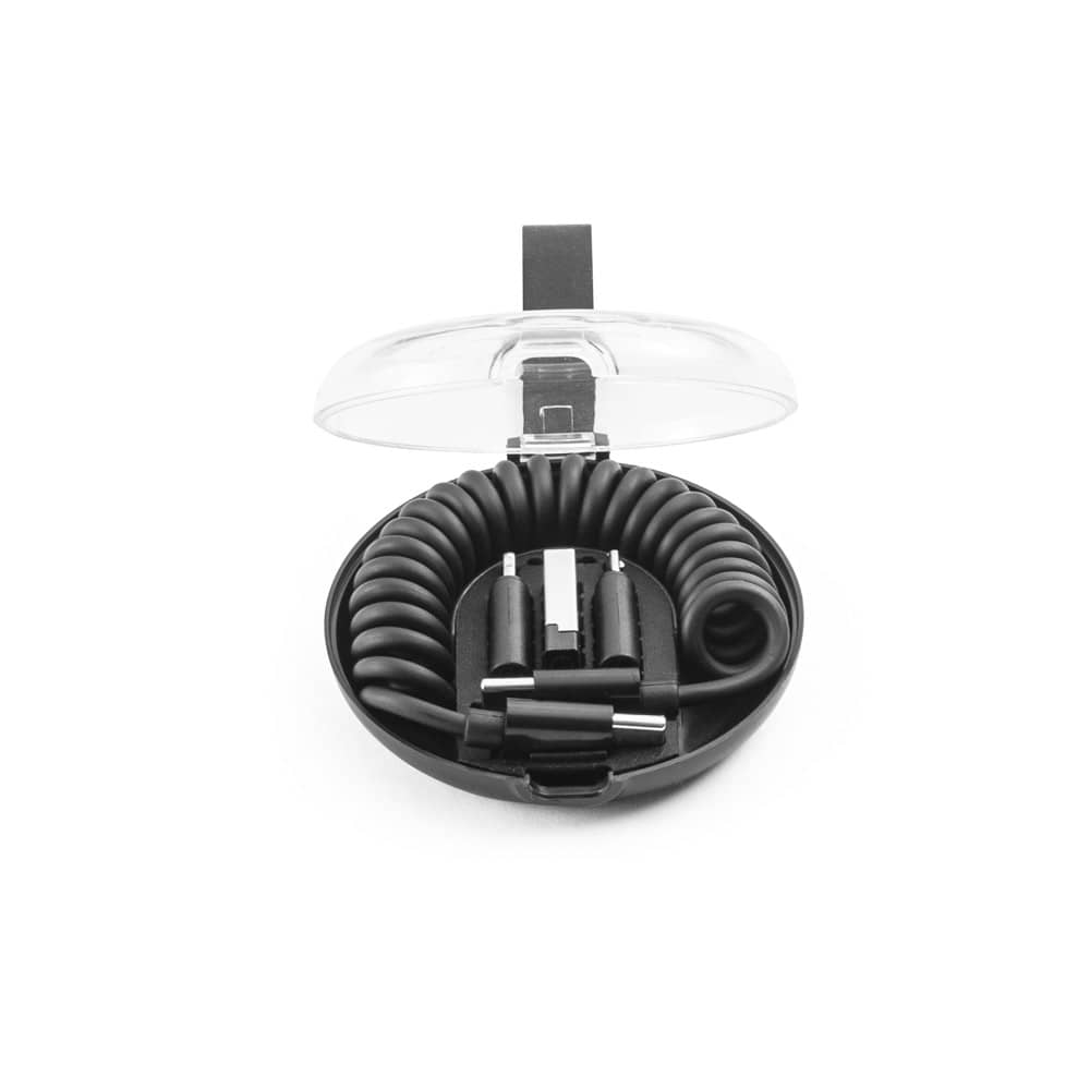 Conjunto composto por cabo espiral com carregamento super-rápido e adaptadores