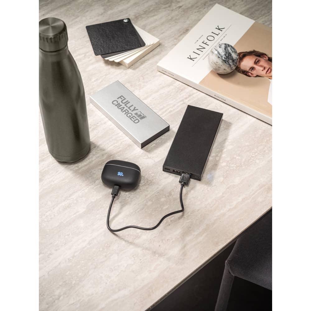 Bateria portátil em alumínio 100% reciclado (10'000 mAh)