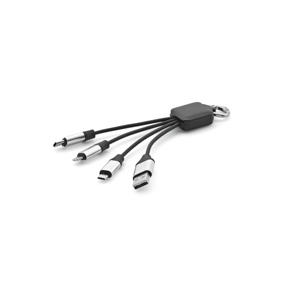 Cabo USB de carregamento rápido 3 em 1 com corpo em PET 100% reciclado