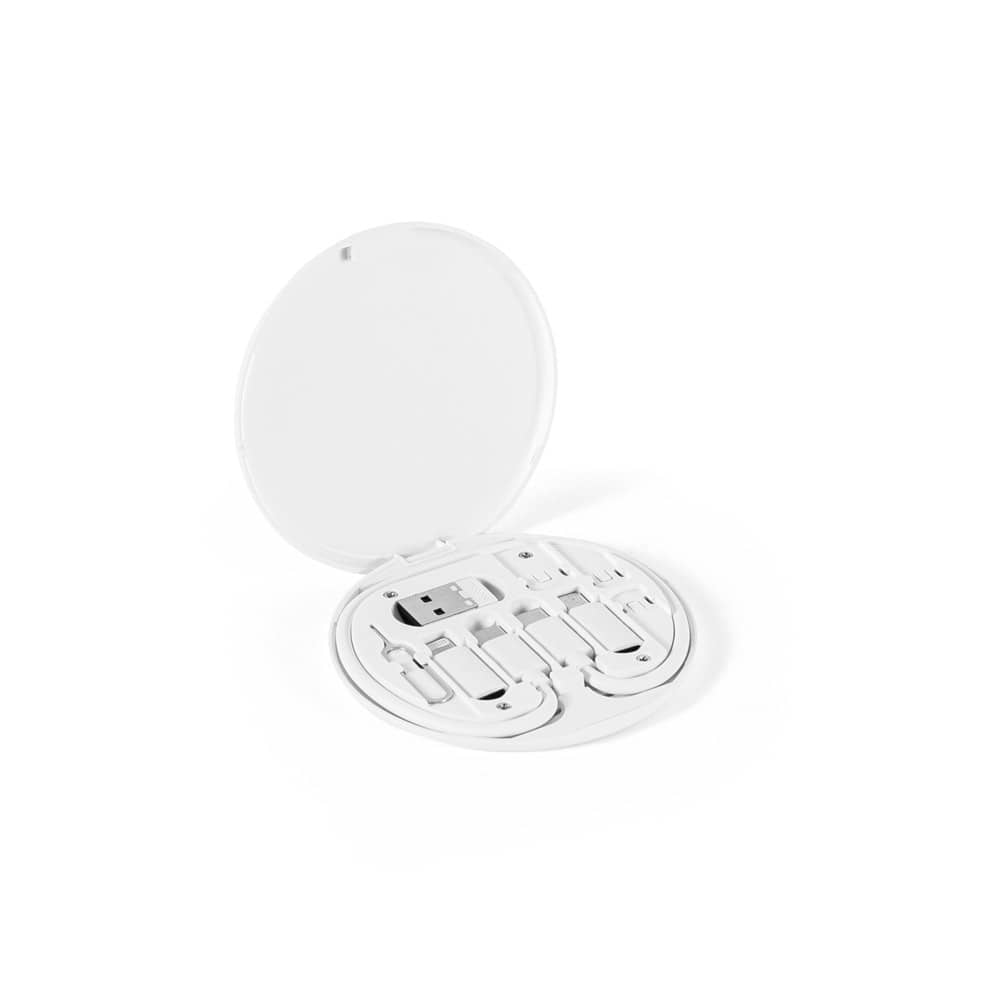 Conjunto cabo e adaptadores de carregamento super-rápido, em ABS 100% reciclado