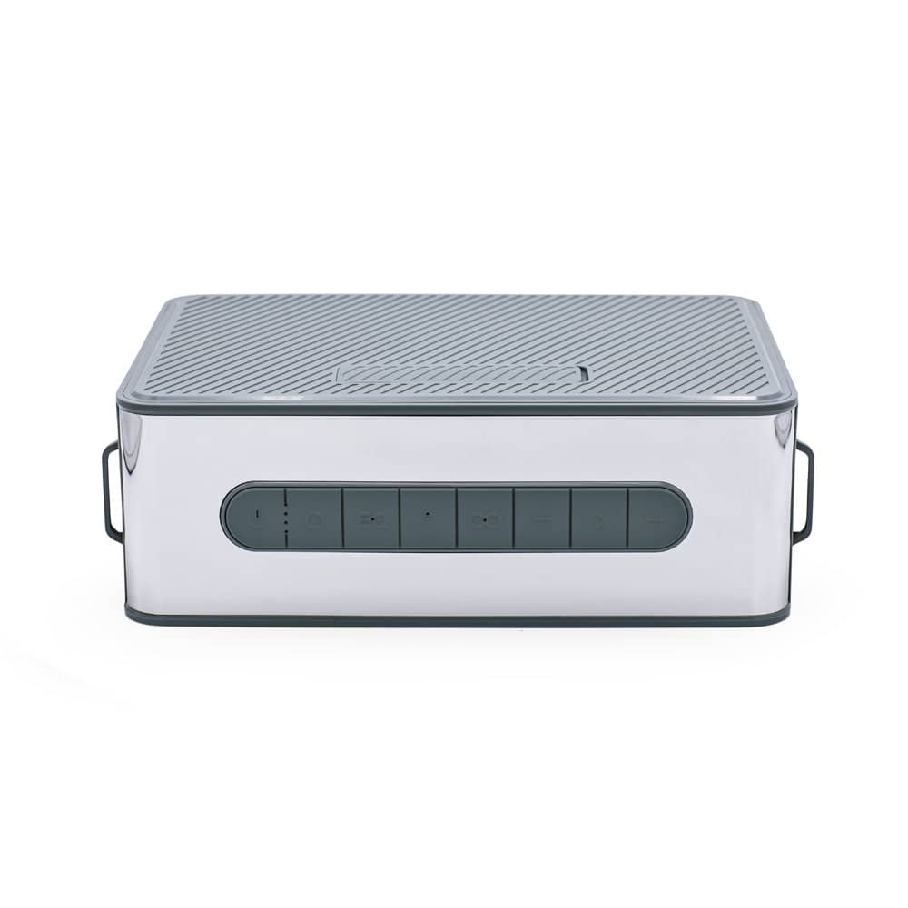 Caixa de som com microfone e autonomia de 7h (5'200 mAh), em ABS 100% reciclado
