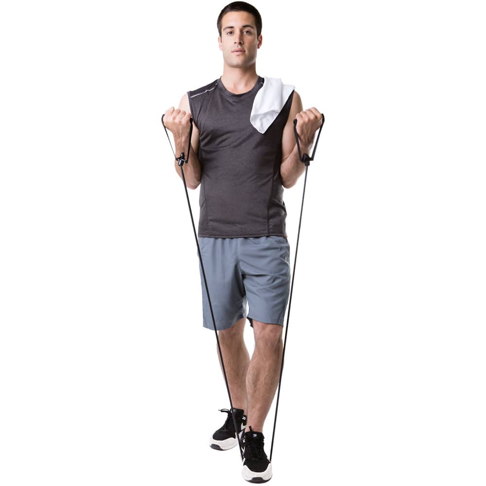 Conjunto fitness composto por elástico e corda de pular