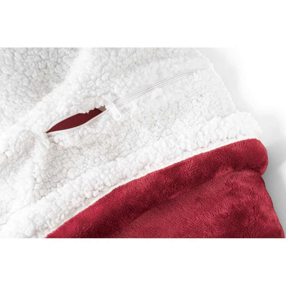 Manta reversível em tecido polar (190 g/m²) acetinado com forro sherpa (225 g/m²),