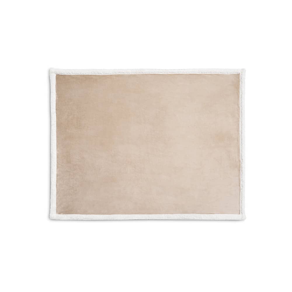 Manta reversível em tecido polar (190 g/m²) acetinado com forro sherpa (225 g/m²),