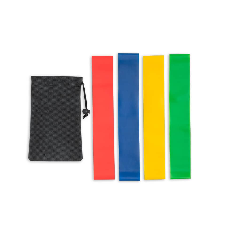Conjunto de 4 bandas elásticas de ginástica com bolsa de non-woven