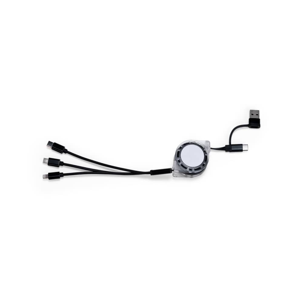 Cabo Retrátil 3 em 1 com Adaptador