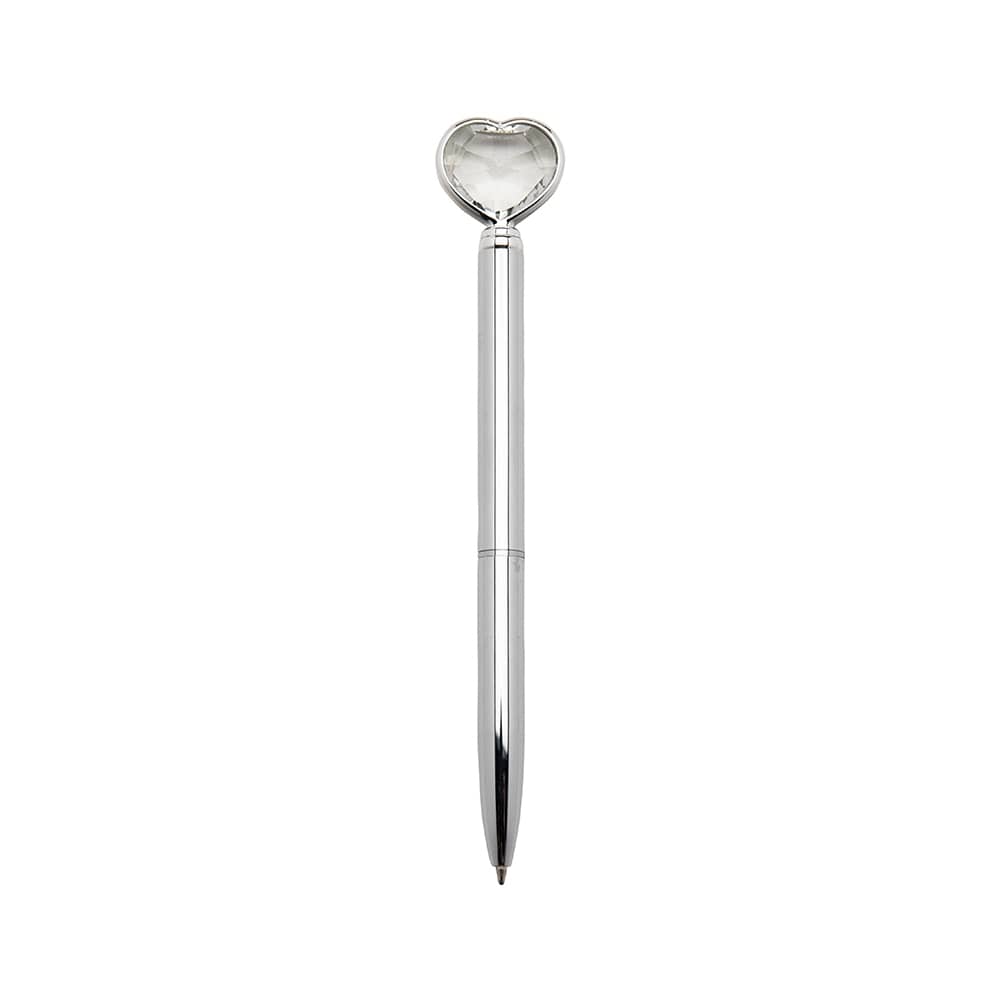 Caneta Metal Coração Diamante