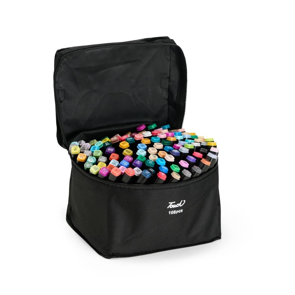 Kit Canetas Marcadoras Pontas Duplas 108 Cores