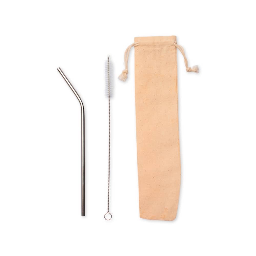 Kit Canudo de Metal com Escova de Limpeza