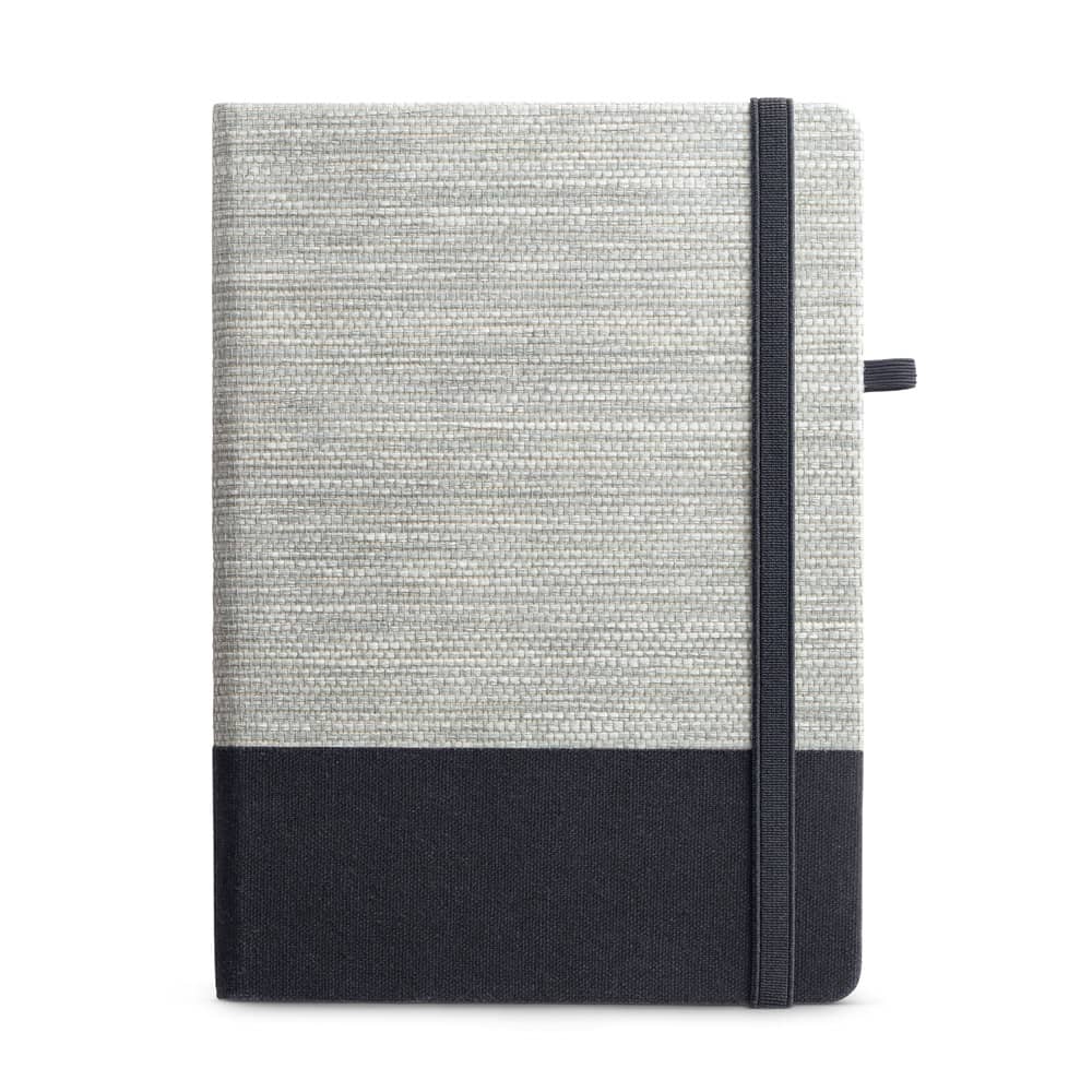 ROUSSEAU II. Caderno A5 de capa dura em palha e algodão canvas, com páginas pautadas