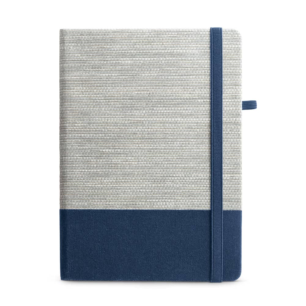ROUSSEAU II. Caderno A5 de capa dura em palha e algodão canvas, com páginas pautadas