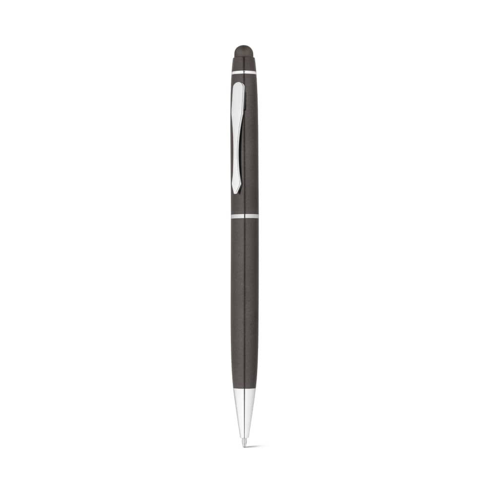 Caneta esferográfica em alumínio com escrita em azul