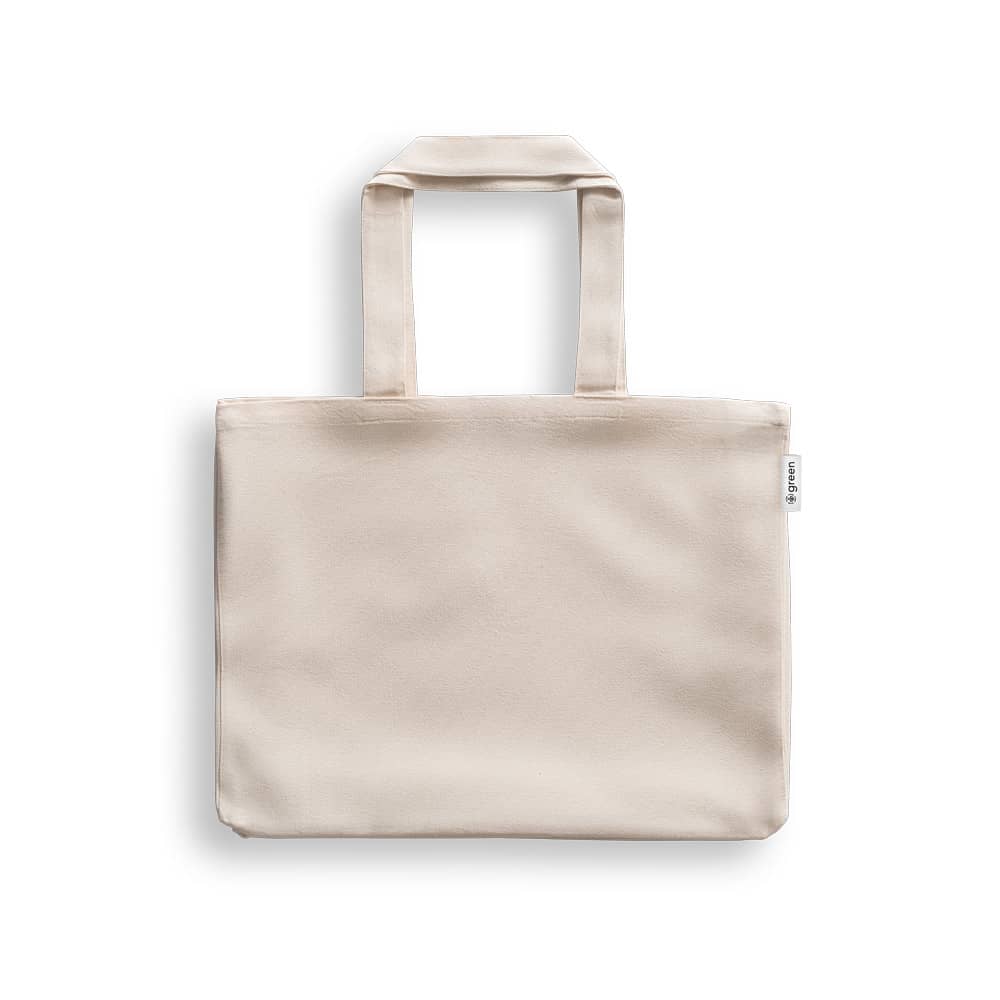 Sacola em 50% algodão, 30% algodão reciclado e 20% poliéster reciclado (220 g/m²)