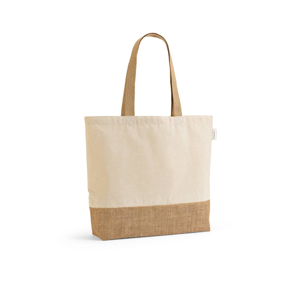 Sacola em 70% algodão reciclado e 30% poliéster reciclado (220 g/m²) com base em juta