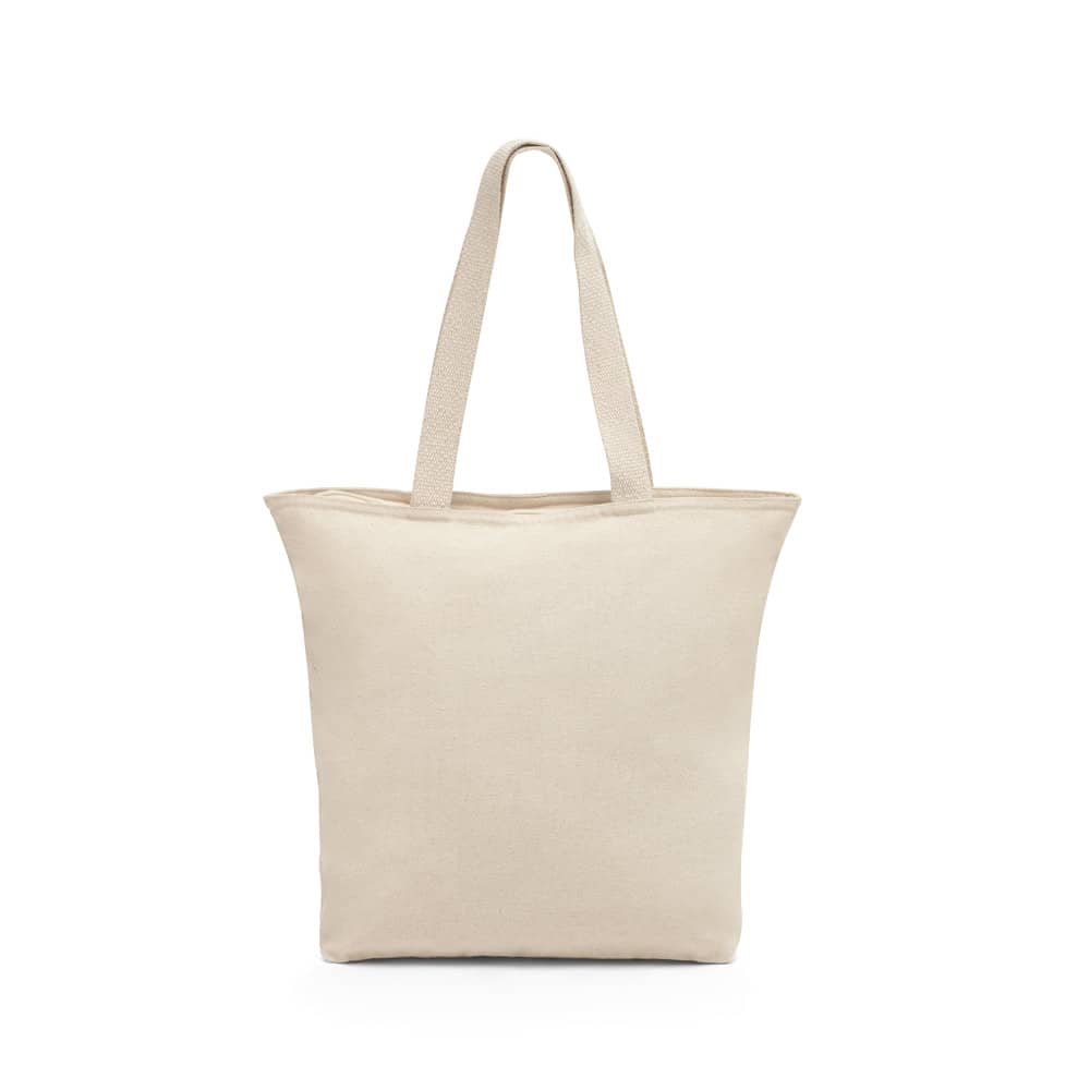 Sacola 100% algodão (280 g/m²) com fecho e bolso interior