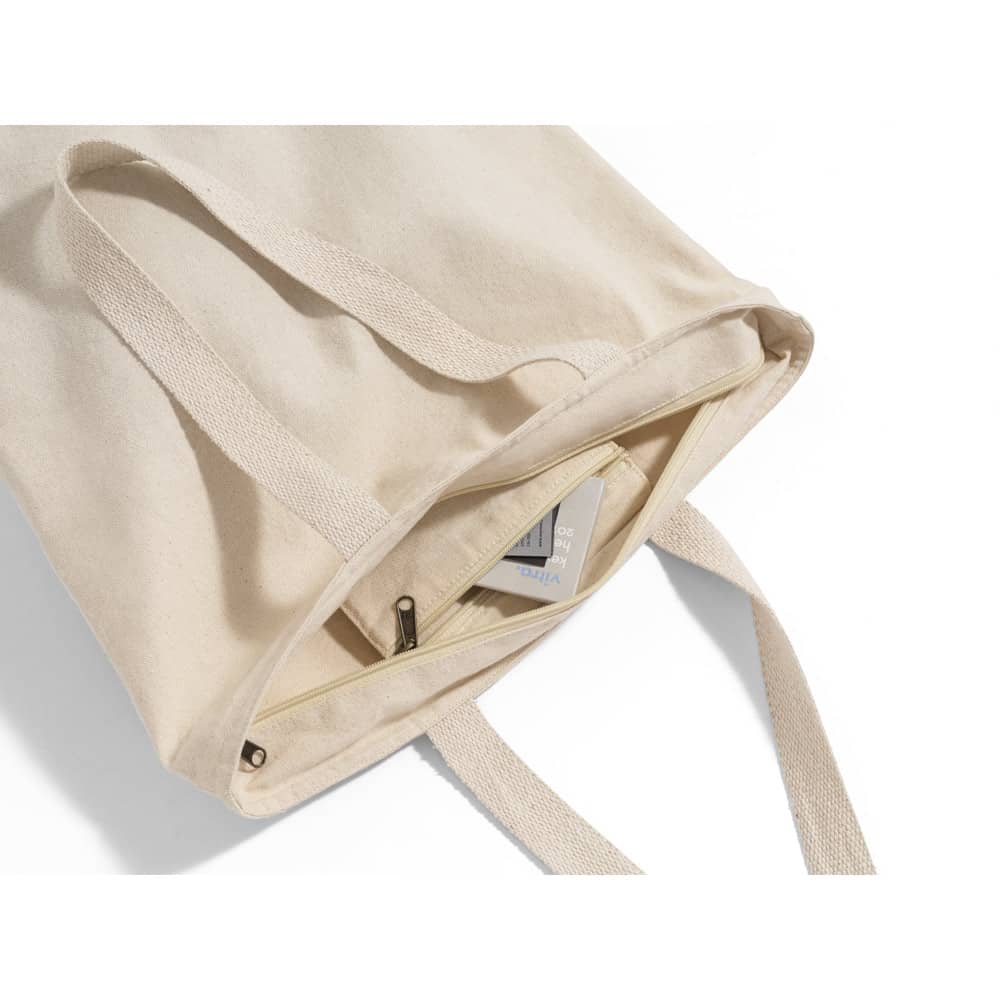 Sacola 100% algodão (280 g/m²) com fecho e bolso interior