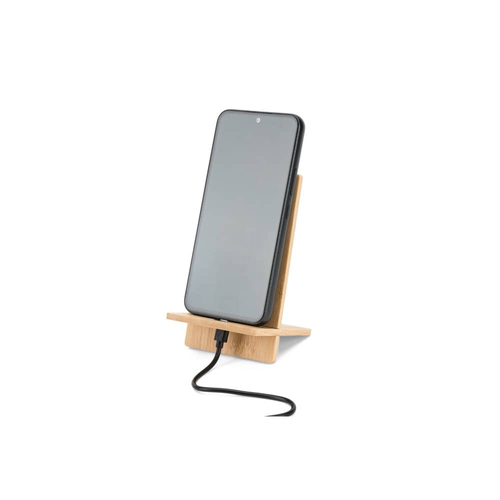 Suporte para celular em bambu, desmontável em duas partes