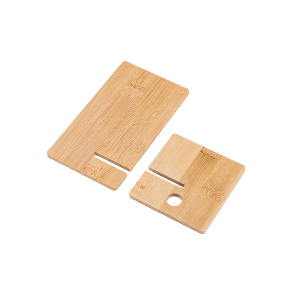 Suporte para celular em bambu, desmontável em duas partes
