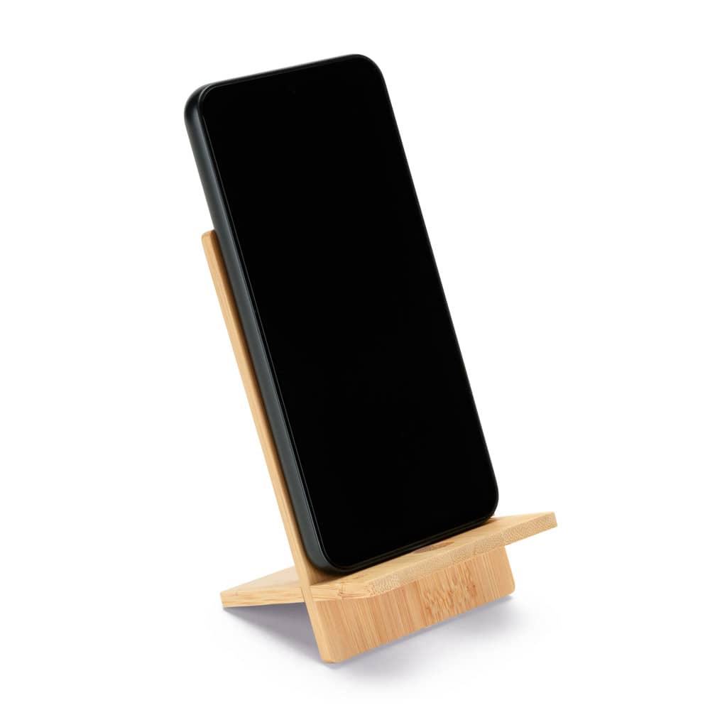 Suporte para celular em bambu, desmontável em duas partes