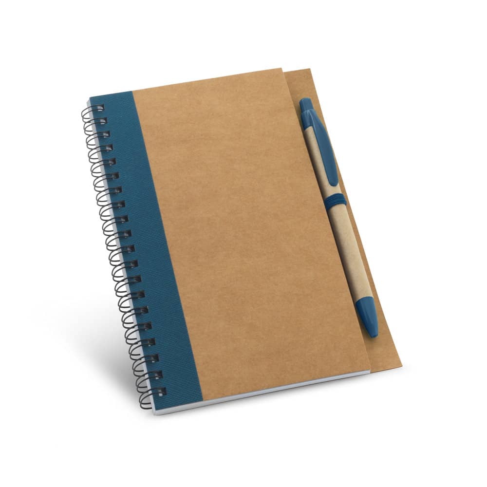 Caderno B6 espiral de capa dura em cartão, com páginas lisas recicladas