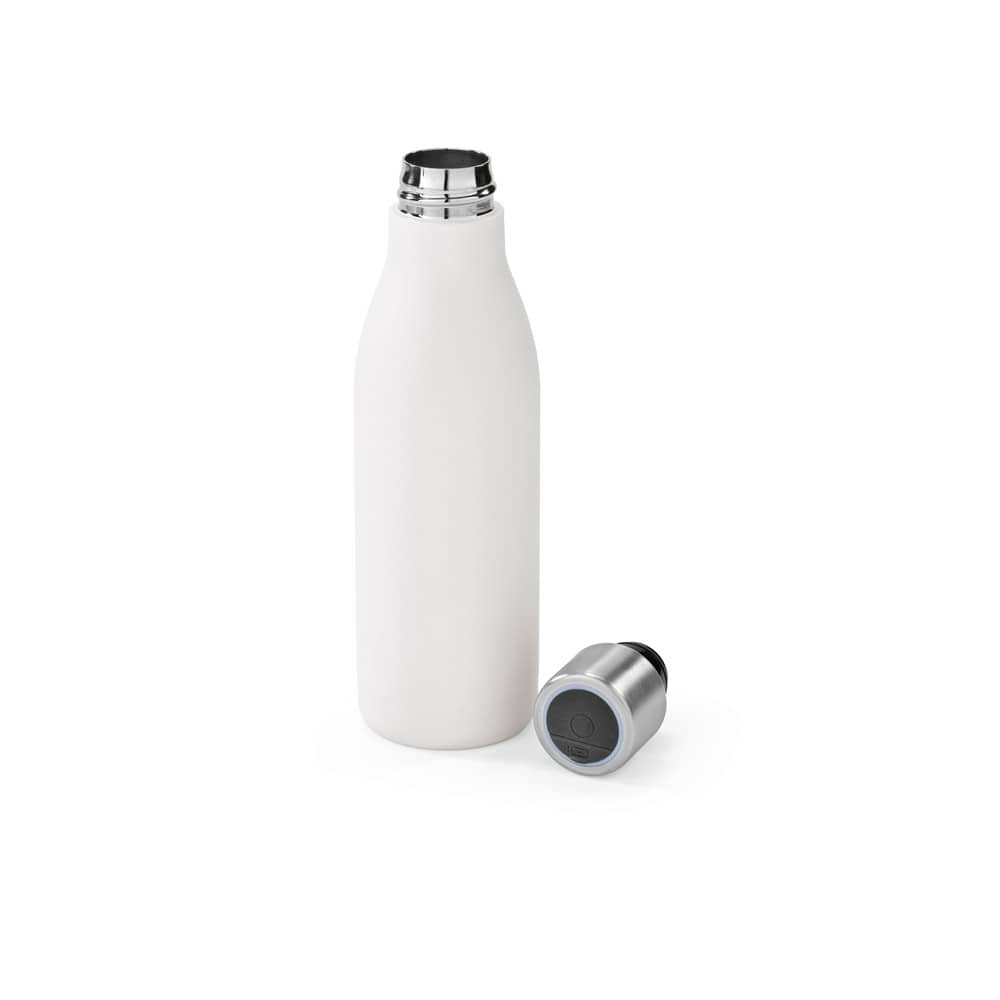 Garrafa térmica em aço inox 90% reciclado de parede dupla com sistema de auto-sanitização UV (500 mL)