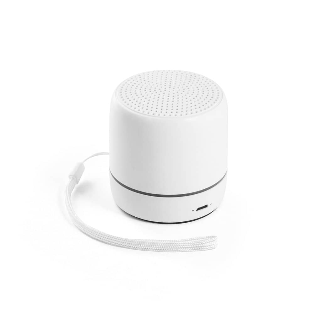 Caixa de som portátil com faixa LED exterio e autonomia de 4h, em ABS 100% reciclado