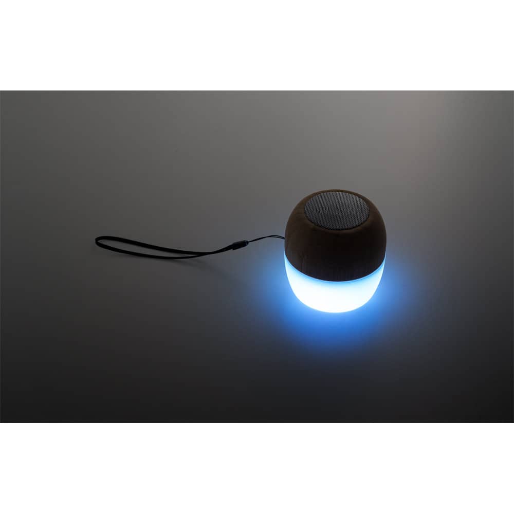 Caixa de som portátil com microfone e autonomia de 2h (300 mAh), em bambu e PP
