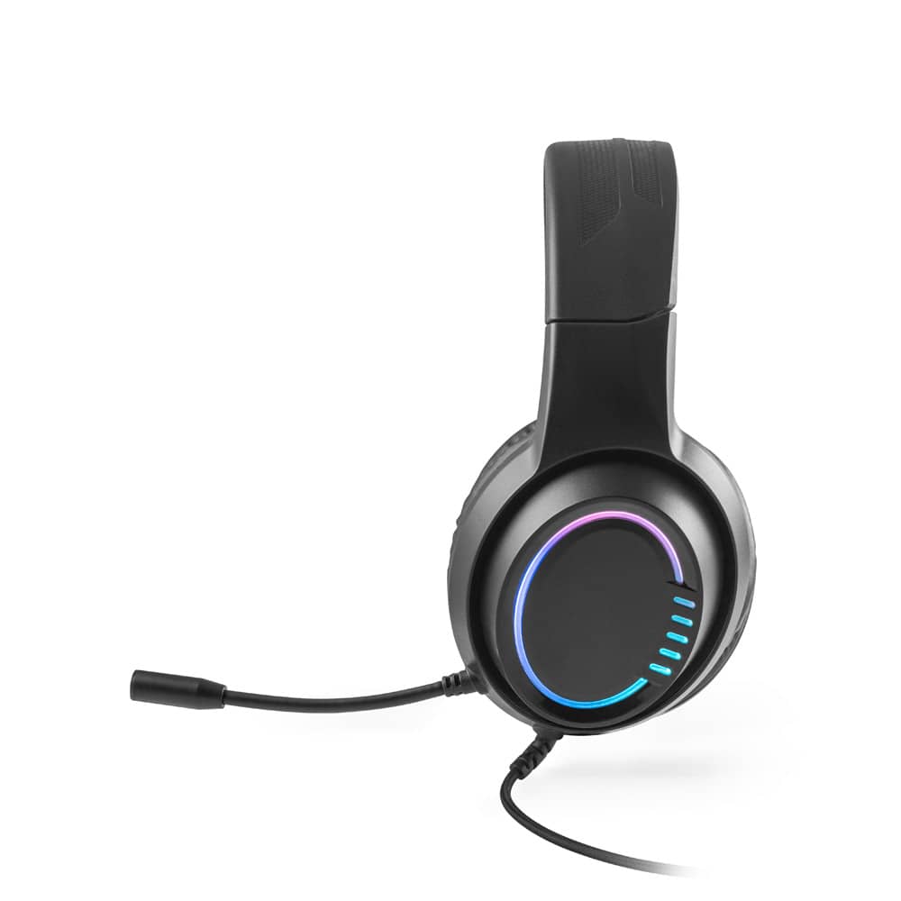 Fone de ouvido para gaming com luzes RGB e microfone de alta qualidade