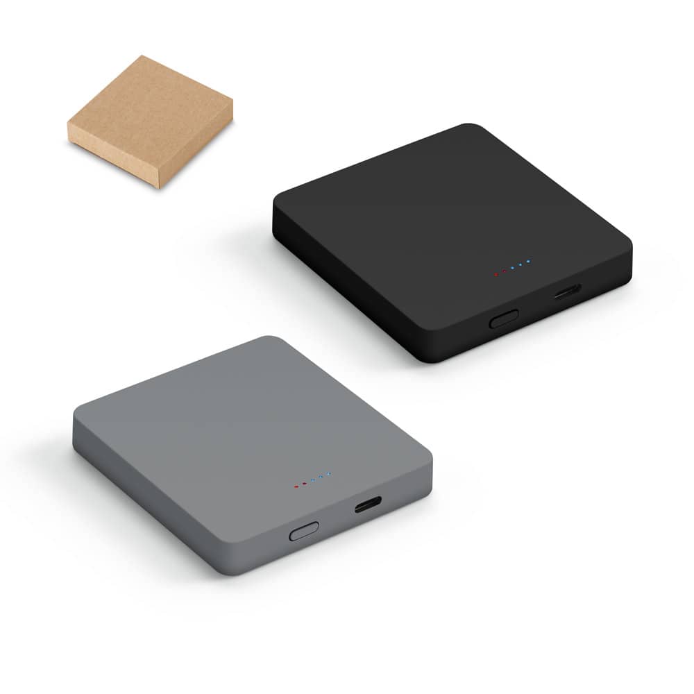 SMOOT 5. Bateria portátil com carregador por indução (wireless) em ABS 100% reciclado (5'000 mAh)