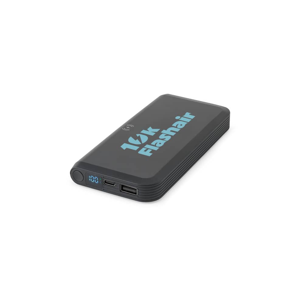 Bateria portátil com carregador por indução super-rápido (10'000 mAh), em ABS 100% reciclado